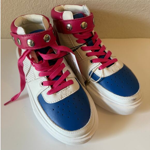 Rebecca Minkoff Shoes - NWT Rebecca Minkoff Colorblock Leather Lace-Up Sneakers White/Pink/Blue Womens 6